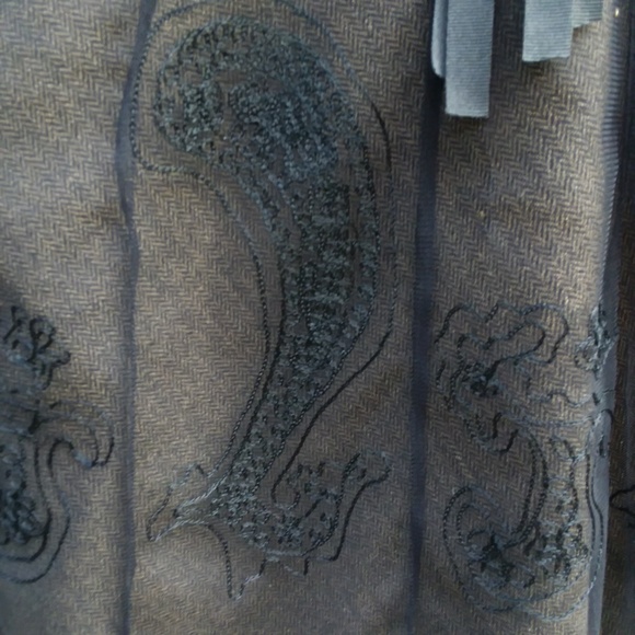 OXMO Skirt Sz 38 Black Embroidered Brw Herringbone - Picture 3 of 8